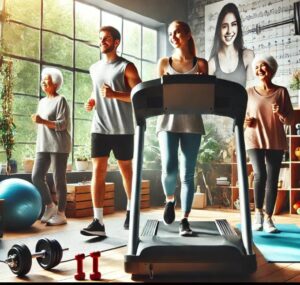 Treadmill workout for mental health, helping to relieve anxiety and improve focus